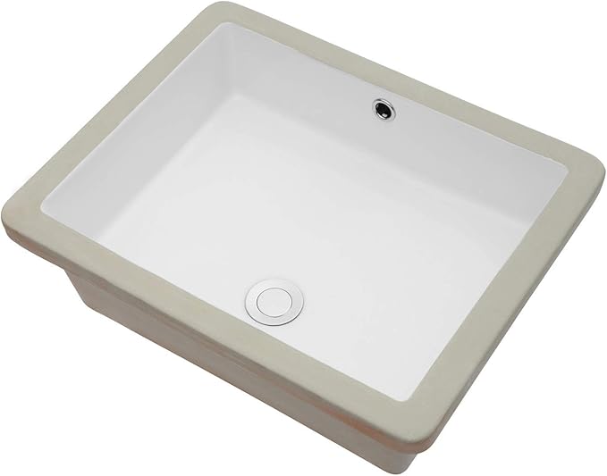 Lordear Undermount Bathroom Sink 20x16 Inch Undermount Rectangle White Porcelain Ceramic Bathroom Lavatory Vanity Sink Basin with Overflow