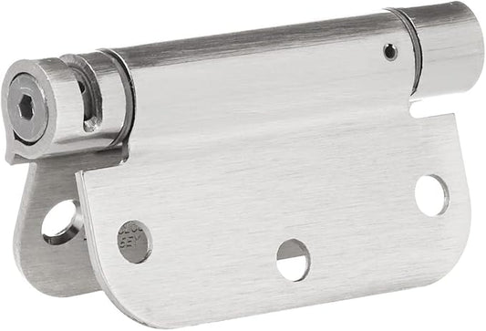 Amazon Basics Self-Closing Door Hinge, 3.5 Inch x 3.5 Inch, 5/8-Inch Radius, Satin Nickel, 1-Piece, Hardware Included