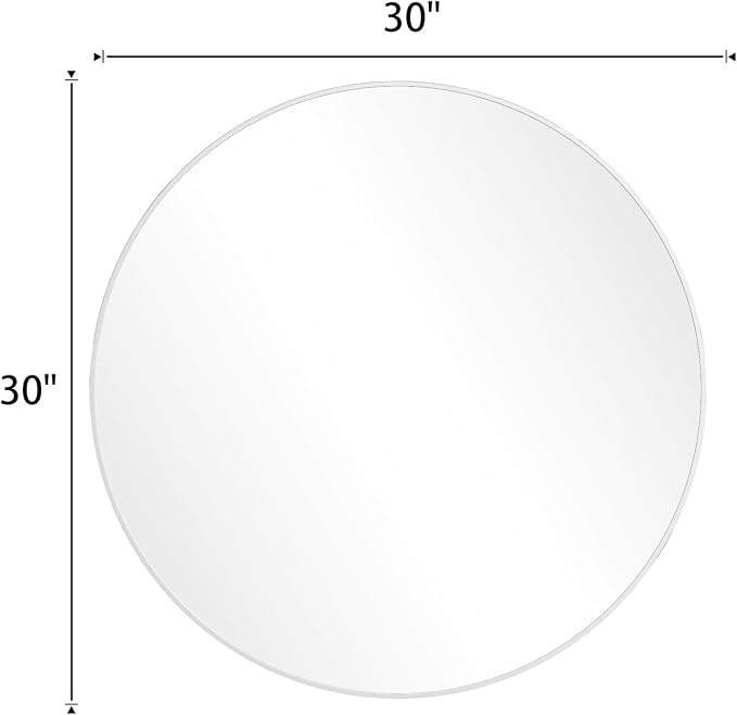 BEAUTYPEAK 30 Inch Round Mirror, Metal Frame Circle Mirror, White | Wall Mounted for Entryway, Bathroom, Vanity, Living Room
