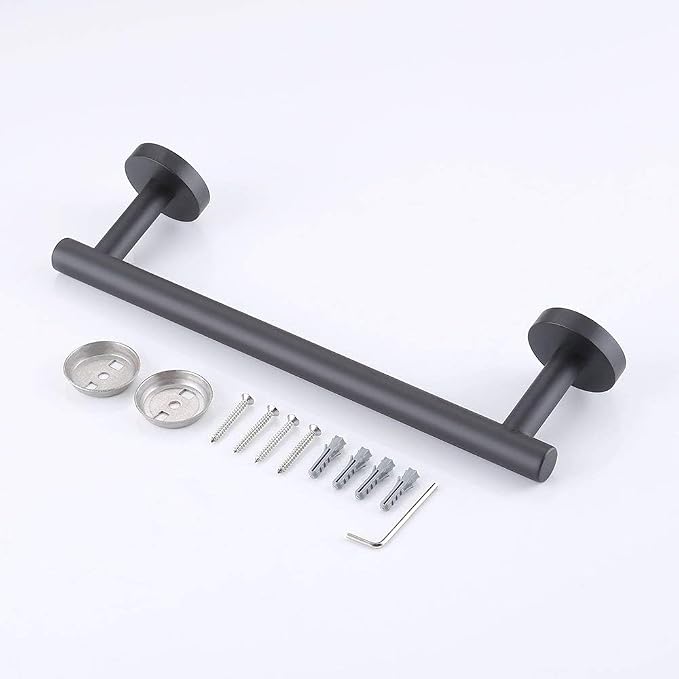SEIDO 12 Inch Hand Towel Bar Matte Black 2 Pack, Anti-Dropping 304 Stainless Steel Towel Rack for Small Bathroom Wall, Heavy Duty Hand Towel Holder 9.6" Usable Length, for Kitchen, Lavatory, Laundry