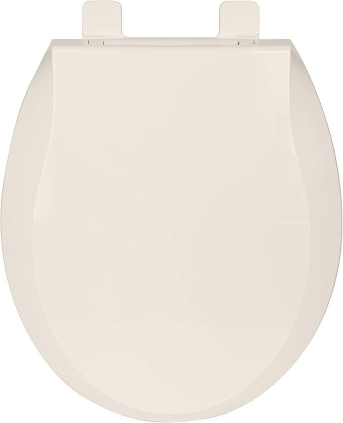 Durable Round Toilet Seat with Slow Soft Close - Easy to Install and Clean, Never Loosens - White, Fits Most Round Toilets Almond