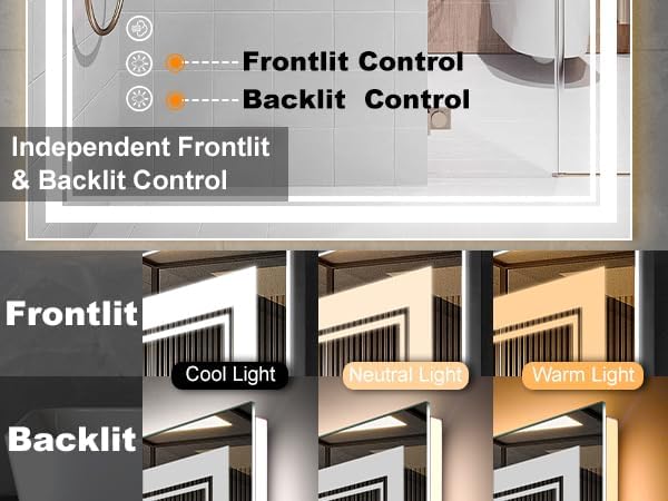 Ratsamee 72x32 Inch LED Bathroom Mirror with Frontlit & Backlit, Lighted Mirror for Bathroom Wall with 3-Color Dimmable & Anti-Fog, Vanity Mirror with Lights