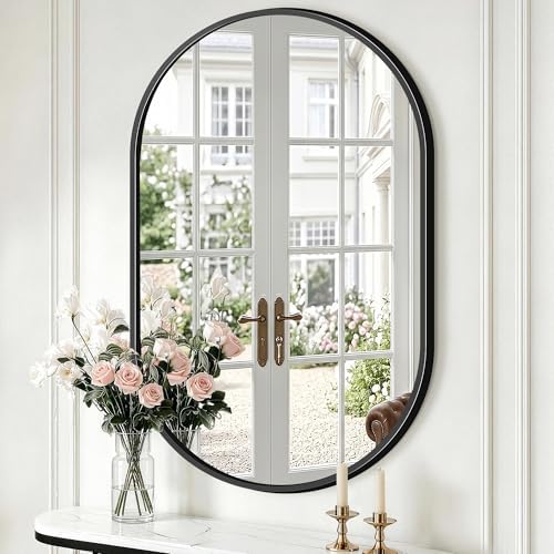 Oval Bathroom Mirror, 24"x36" Black Vanity Mirror for Over Sink