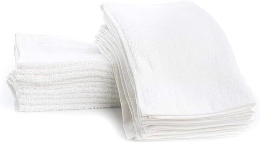 SIMPLI-MAGIC Cotton Washcloths White, 40 Pack, Size: 12”x12”