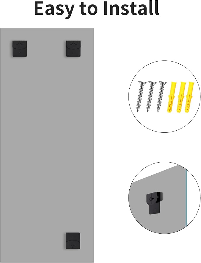 CILIBER Frameless Mirror, 24x60 Mirrors for Wall, Large Bathroom Mirror for Over Sink, Rectangle Frameless Vanity Mirror with Polished Edge, 3mm Tempered Glass, Hangs Horizontally or Vertically