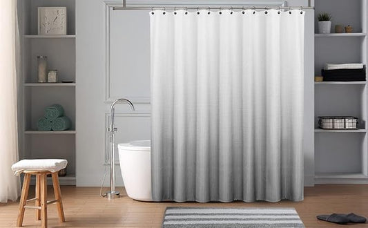 WEST LAKE Waffle Weave Grey Shower Curtain Ombre Water Resistant Hotel Spa Bathroom Decorative Shower Curtain with Grommet No Hook Machine Washable,Gradient White to Grey 70" Wx72 L