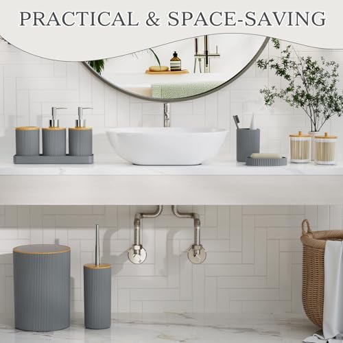 10PC Bathroom Accessories Set, Grey Bathroom Decor Accessory Sets