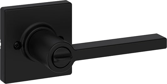 Kwikset Casey Interior Privacy Door Handle with Lock, Door Lever for Bathroom and Bedroom, Matte Black Reversible Keyless Turn Lock, with Microban Protection (Pack of 6)
