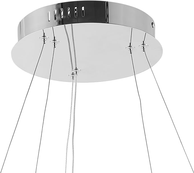 JONATHAN Y 15.75" Chrome 2-Light Modern Integrated LED Pendant Light, Dimmable Round Hoop Chandelier for Kitchen Island, Dining Room, Adjustable Height Metal Hanging Light (JYL7204C)
