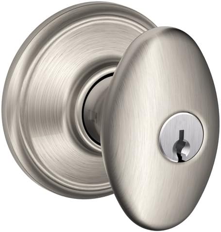 SCHLAGE F51A SIE 619 Siena Knob Keyed Entry Lock, Satin Nickel