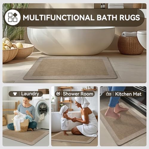 YDKGL Bathroom Runner Rug, Long Thin Bath Mat Fit Under Door, Brown 24x48