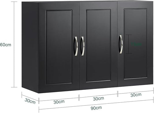 Haotian Wall Cabinet for Laundry Room, Storage Medicine Cabinet for Bathroom Kitchen Garage, Linen Tower Bath Cabinet, Floading Cabinet with Shelf, Black FRG231-L-SCH