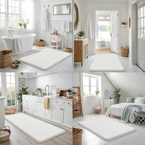 Smiry Memory Foam Bath Mat 47x17, Extra Soft and Absorbent Bathroom Rugs
