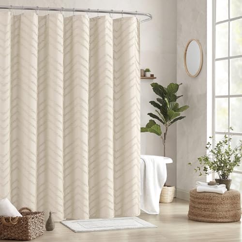 Beige Boho Fabric Shower Curtain 72 x 90 Inches