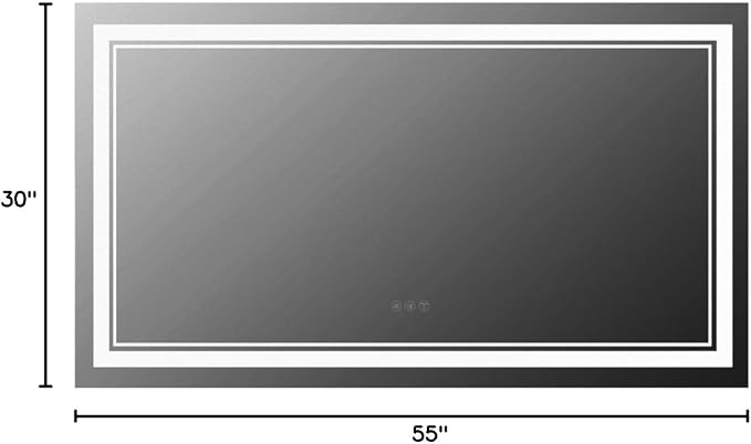55x30 LED Bathroom Mirror, Backlit & Front Lit Lighted Mirror | Anti-Fog Vanity Mirror with Lights, 3 Color Dimmable, Memory, Shatterproof, Tempered Glass, CRI95, UL Listed, Wall Mounted