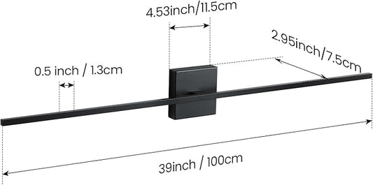 Bathroom Vanity Light Fixtures Over Mirror - 39 Inch Matte Black Vanity Lights for Bathroom 28W 3500K Dimming LED Vanity Light Bar Modern Wall Sconce Lighting for Mural