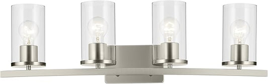 Kichler Crosby 31.25" 4-Light Vanity Light with Clear Glass in Brushed Nickel, for Bathroom, (31.25 x 8.75), 45498NICLR