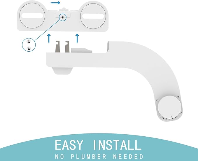 Left Handed Bidet - Ultra-Slimt Non-Electric Dual Nozzle (Frontal & Rear Wash) Adjustable Water Pressure, Water Bidet Toilet Seat Attachment,Easy to Install (White)