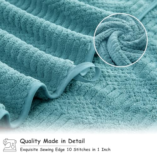 18 Pcs Turquoise Woven Family Towels Set-6 Bath Sheets,6 Hand Towels,6 Washcloths Soft Polyester Towels Absorbent Shower Towel Quick Dry Beach Chair Towel Lint Less Towels Set for Bathroom Spa Gym