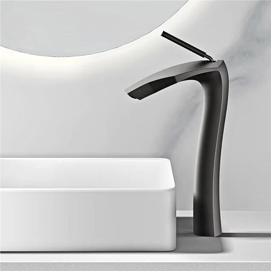 Faucet Brushed Gold Brass Bathroom Faucet Modern Ceramic Cartridge Basin Mixer Tap Hot&Cold Water Deck- Mounted Sink Fixtures(Matte Black,G3/8) Faucet