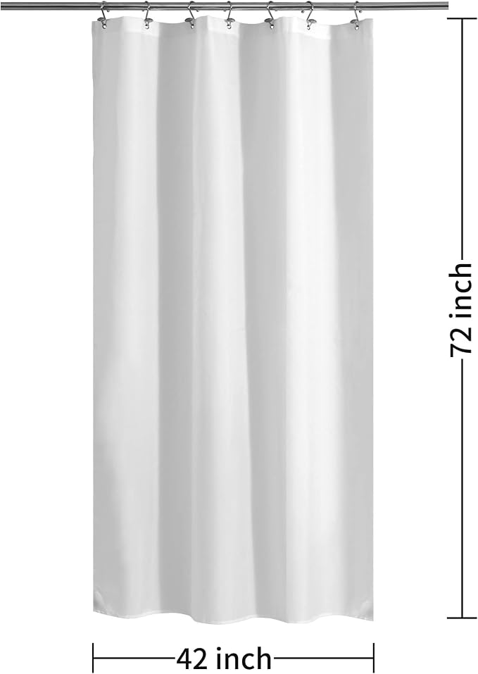 ALYVIA SPRING 42x72 Stall Waterproof Fabric Shower Curtain or Liner White | 2 Magnets, Soft Cloth & Hotel Quality, Machine Washable, Light-Weight, Stall Size