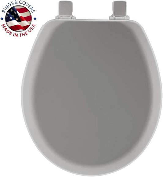 Mayfair Cameron Silver Toilet Seat, Non Slip Heavy Duty Wood, Easy Clean, Made in USA, Round