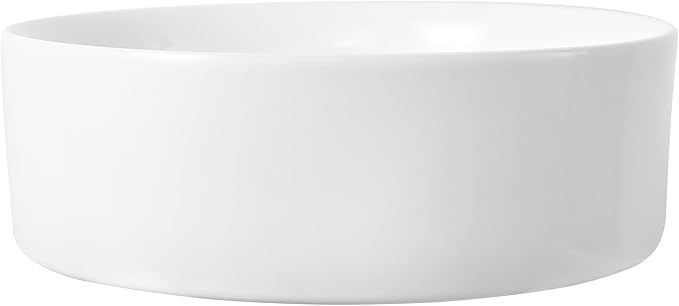 JONATHAN Y Contemporary Round Ceramic Vessel Sink, 14.25" White Bathroom Sink Above Counter, Modern Straight-Sided Porcelain Vanity Sink Bowl, Art Deco Vanity Top Basin for Lavatory and Powder Room
