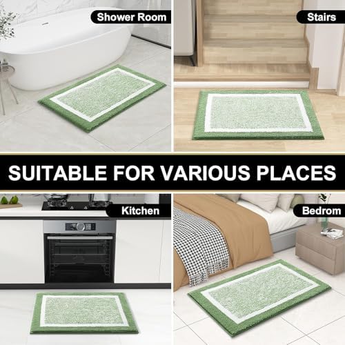 OLANLY Bathroom Runner Rugs 44x24, Long Bath Mats for Bathroom, Sage Green