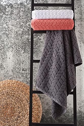 BAGNO MILANO Turkish Cotton Bath Towels, Hand Towels - Soft Plush Jacquard Collection Luxury Towels Set (Charcoal, Hand Towel Set of 4)