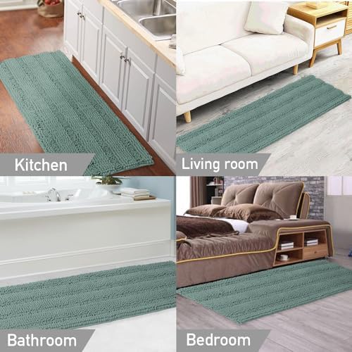 Turquoize Bathroom Runner Rug 20"x59", Soft Absorbent Chenille Bath Rug