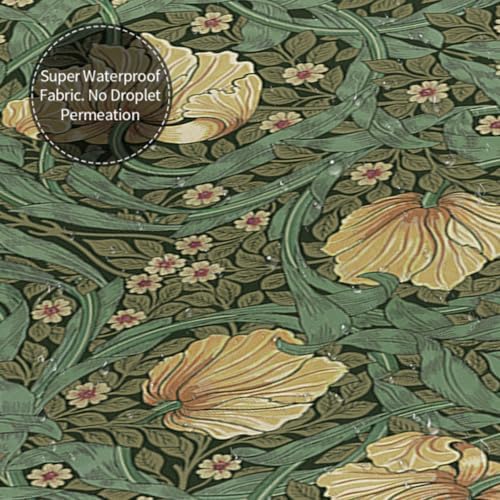 Ansouyi William Morris Shower Curtain Set with 12 Hooks, Bath Curtains Waterproof Polyester Fabric, Green Art Nouveau Floral Home Bathroom Bathtubs Decor Washable Durable Fabric, 72" Wx72 L