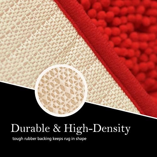 Bathroom Rugs Chenille Bath mat 2 Piece Set, Super Absorbent, Strong PVC Non Slip Backing, Bath mats for Bathroom, Plush Shaggy, Thick, Machine Washable, Bathtub, Toilet.(Red)