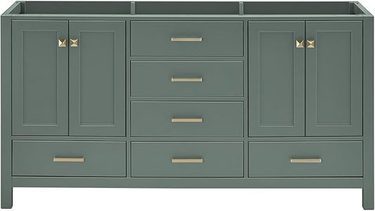 ARIEL Cambridge 66 Inch Double Sink Base Cabinet in Vintage Green