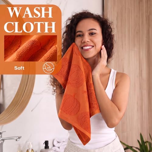 Hahafelt Decorative Bathroom Towel Set,Orange,Pumpkin