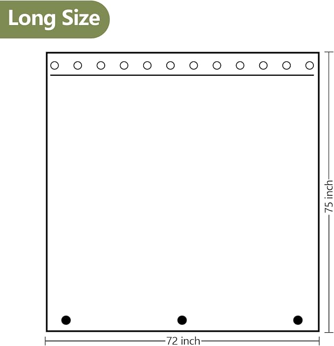 Seenus 75 inch Long Clear Shower Curtain with 3 Large Magnets, Waterproof PEVA 8G Plastic Shower Curtain Liner Weighted, 72'' x 75'' Long Transparent Shower Liner Bpa-Free for Bathroom