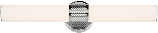 Kichler Sashi 24.25" LED Medium Bath Bar with White Glass in Chrome, Modern, for Vanity, Fireplace, Buffet, Hallway, Vanity Mirror, (24.25" W x 5" H) 55192CHLED