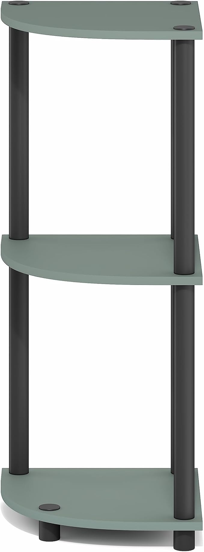 Furinno Turn-N-Tube Toolless Assembly 3-Tier Corner Shelf, Green Corner Book Shelf, Open Shelves Bookshelf, for Organization and Storage, Living Room, Home Office, Bedroom, Light Sage