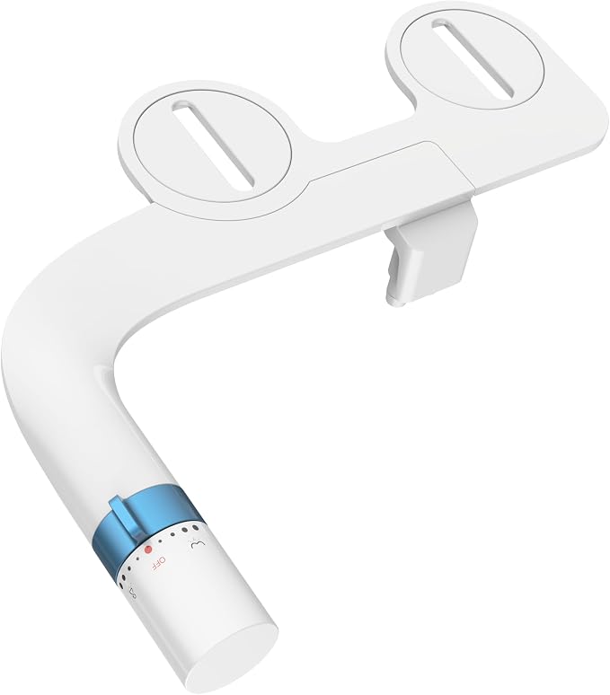 Bidet Attachment For Toilet, Non Electric Dual Nozzle Bathroom Sprayer | Self Cleaning Nozzle, Adjustable Pressure Control, Slim Design, Easy Installation, RV & Home Use