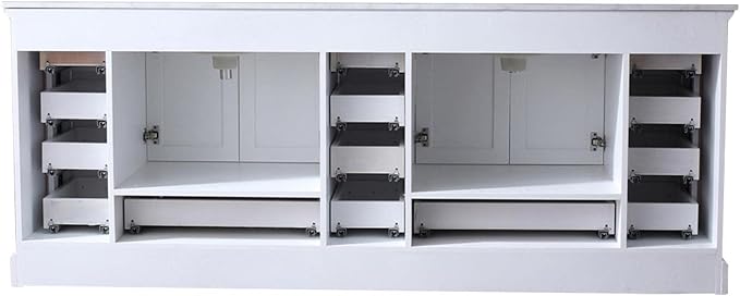 Dukes 84 in. W x 22 in. D White Double Bath Vanity, Carrara Marble Top, and 34 in. Mirrors LD342284DADSM34