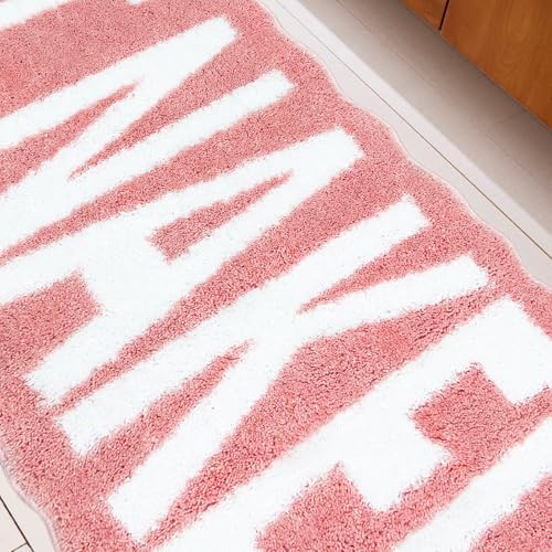 Get Naked Bath Mat Long Bathroom Rug - Super Soft Funny Bath Mat Non Slip Pink Bathroom Decor, Water Absorbent Runner Rugs for Sink Bathtub and Shower Pink 24" x 59"