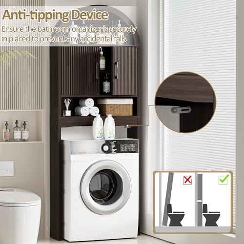 Spurgehom Arch Over The Toilet Storage Cabinet,Bathroom Organizer, Coffee