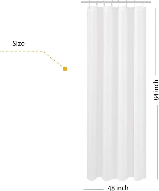 N&Y HOME Fabric Shower Curtain Liner Extra Long Stall Size 48 x 84 inches, Hotel Quality Washable White Shower Liner, 48x84