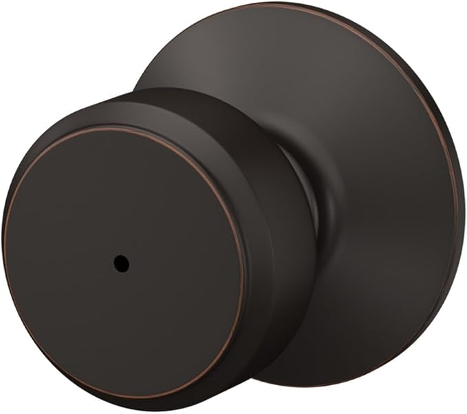 Schlage F40 BWE 716 Bowery Door Knob, Bed & Bath Privacy Lock, Aged Bronze