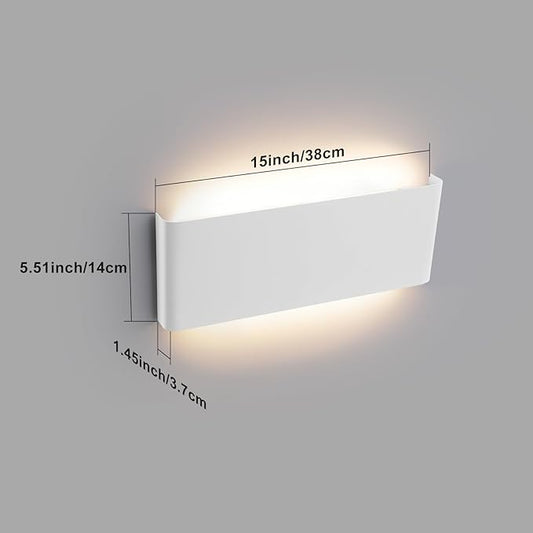 15"Modern LED vanity light,20W Dimmable 5 CCT (3000K-6500K) Adjustable Wall Lamp,Up and Down Wall Lighting,Indoor Wall Sconce for Bedroom,Staircase,Hallway,Dressing Table,1 Pack(White)