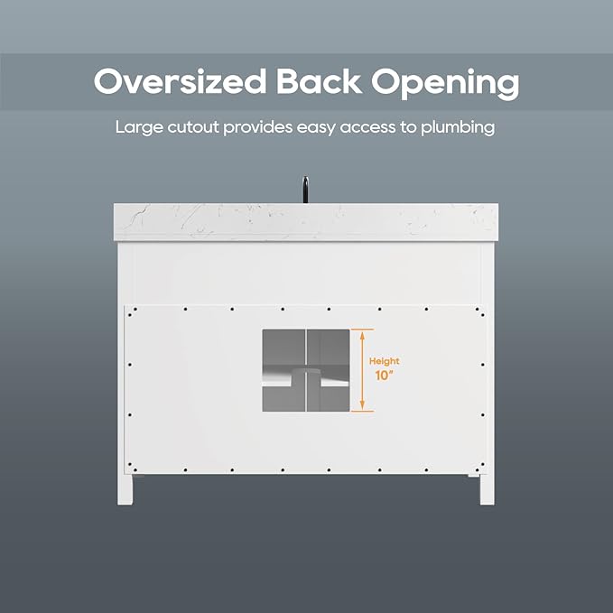 48 Inch Bathroom Vanity with Sink, Solid Wooden Frame Bathroom Storage Cabinet, Modern Bathroom Vanities Set Bathroom Cabinet with Soft Closing Doors & Drawers-White