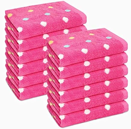 ORIGINAL KIDS Wash Cloth - 100% Cotton Set of 12 Pink Multicolor Washcloths