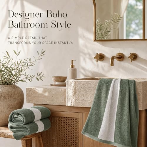 Decorative Hand Towels Set of 2 - Soft Boho Cotton for Bathroom or Kitchen