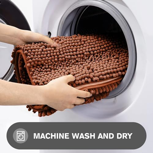 Bathroom Rugs 30 x 50 Inch – Extra Large Bath Mat | Absorbent and Washable Thick Chenille Bath Rugs Non-Slip Runner Rug for Bathroom, Shower, Tub(Rust)