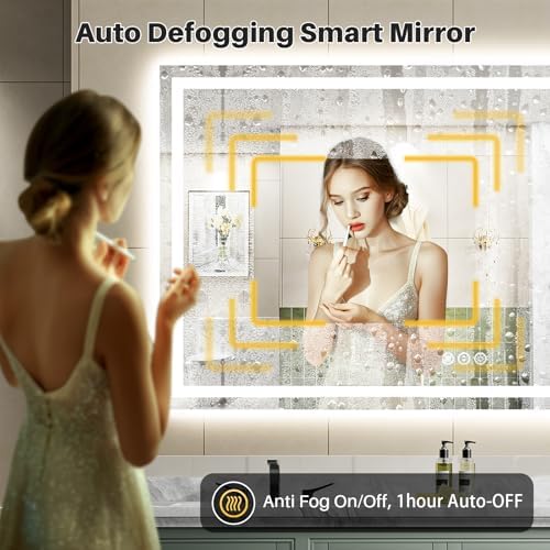 Briivue 68x38 Inch LED Bathroom Mirror with Lights, Backlit & Front Lit