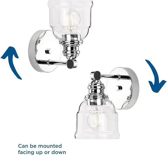 Progress Lighting Ambrose Collection 5 in. 1-Light Polished Chrome Clear Glass New Traditional Bath Vanity Light